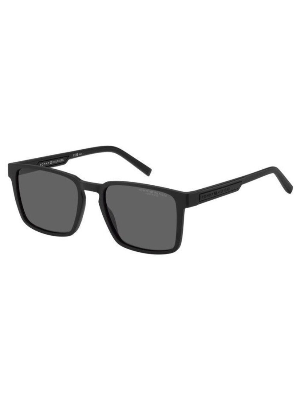 New Tommy Hilfiger Men's Sunglasses Black Square Grey Lens Injected Frame TH S